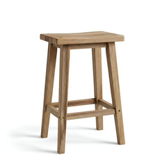 Simple Wooden Bar Stool with Saddle Seat