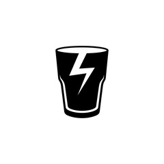 Energy Drink Glass Icon | Power Beverage Silhouette