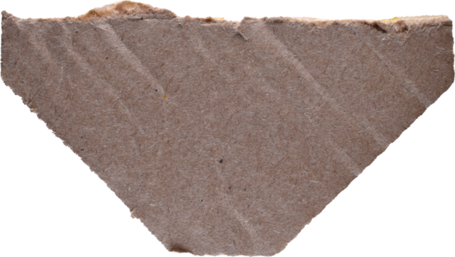 Grey Torn Cardboard Fragment. Torn grey cardboard piece with uneven edges, isolated on a white background for creative design use.