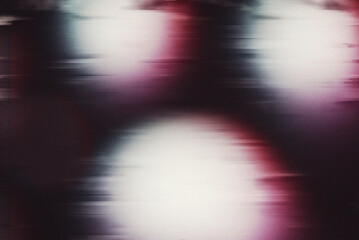 Abstract mysterious orbs background with glitch VHS tape effect and visible grain