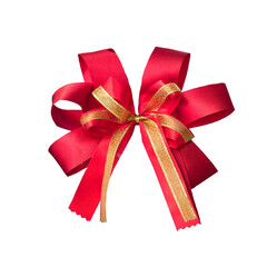 png Elegant red and gold ribbon bow, perfect for wrapping gifts and adding a touch of sophistication