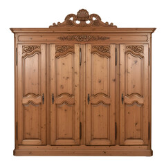 Ornate Wooden Wardrobe with Four Doors and Carved Details