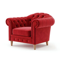 Luxurious Red Velvet Chesterfield Armchair