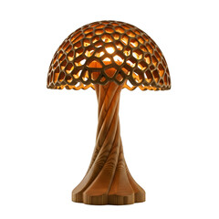 Unique Wooden Mushroom-Shaped Table Lamp