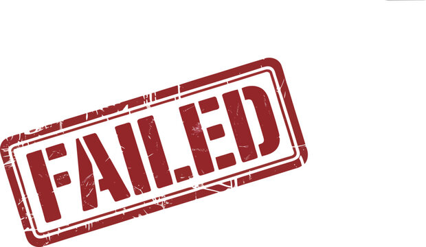 Red rectangular rubber stamp displaying the word FAILED on a white background