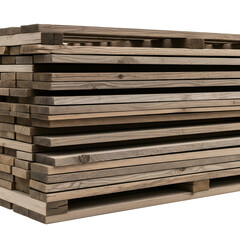 Stack of Wooden Pallets on White Background