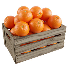 Fresh Oranges in Wooden Crate