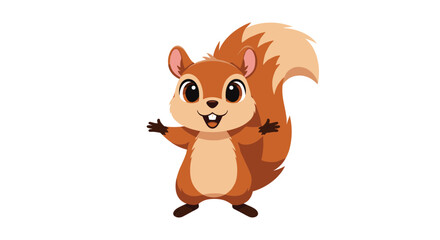 Fototapeta premium Cute cartoon squirrel waving its paws on a white background.