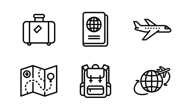 Global Adventure and Travel Essentials Line Art Icons Collection - Powered by Adobe
