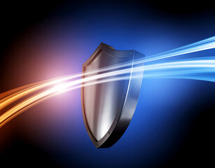 Digital shield defending against cyber threats with light streaks