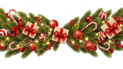 Christmas garland isolated on transparent background