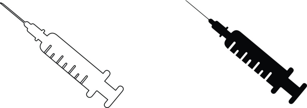 syringe  icon vector graphic illustration  with white background flat hand made icon fill icon .