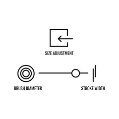 Adjust brush size and stroke width easily with this modern minimalist icon set for graphic design projects and user interface enhancement