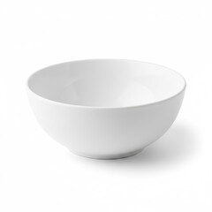 Empty White Ceramic Soup Bowl on White Background