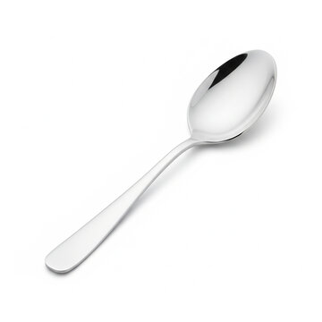 Polished Silver Tablespoon on White Background
