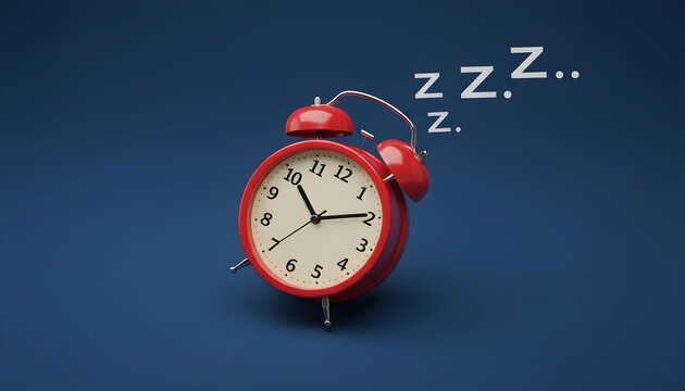 A red alarm clock with 'z's floating above it, indicating sleep or rest. - Powered by Adobe