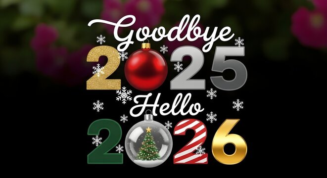 Goodbye 2025 hello 2026 new year celebration