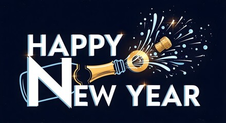 Happy new year champagne splash celebration