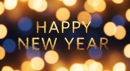 Happy new year message with festive bokeh