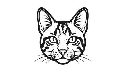 Fototapeta premium A detailed black and white illustration of a cat's face, showcasing its expressive eyes and patterned fur