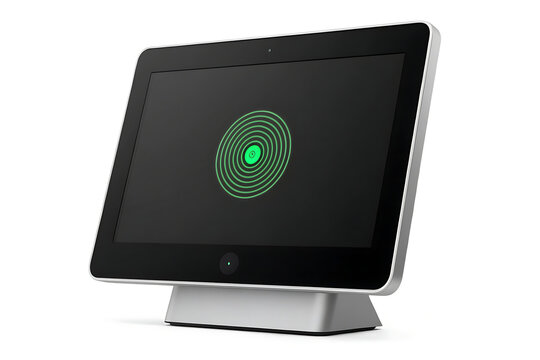 Modern point of sale terminal with fingerprint scanner on screen