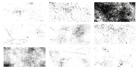 Grungy white distressed texture overlay set for graphic design projects.