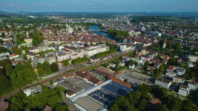 Aerial view around the city Solothurn in Switzerland on a sunny  day in summer