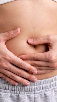 Abdominal Discomfort: Hands Holding Stomach