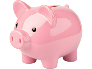 Soft pastel pink piggy bank in 3D style, isolated on transparent background, ideal for money-saving concepts, budgeting graphics, financial tips
