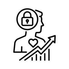 Line icon representing secure health improvement and growth isolated on