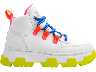 Trendy white platform sneakers isolated for fashion branding, streetwear designs, online store mockups