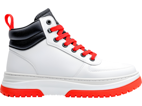 Trendy white platform sneakers isolated for fashion branding, streetwear designs, online store mockups - Powered by Adobe