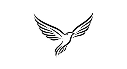 Fototapeta premium Elegant Black and White Stylized Bird in Flight Logo Design.