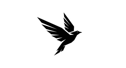 Obraz premium Elegant Black Bird in Flight Logo Design.