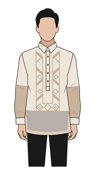 Filipino man wearing a traditional Barong Tagalog shirt.