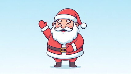Delightful cartoon illustration of a smiling Santa Claus, happily waving hello, perfect for festive holiday designs and joyful seasonal greetings