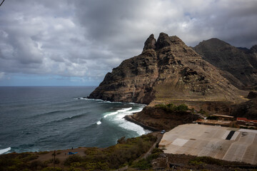 Coastal mountains, Punta de Hidalgo, Tenerife, Spain