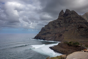 Coastal mountains, Punta de Hidalgo, Tenerife, Spain