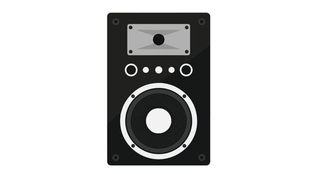 Audio sound system speaker, a flat design illustration of a modern audio speaker with woofer and tweeter
