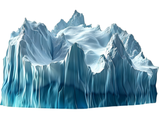 Massive jagged iceberg with detailed icy texture, ideal for winter scenes, arctic landscapes, dramatic backgrounds and frozen environment