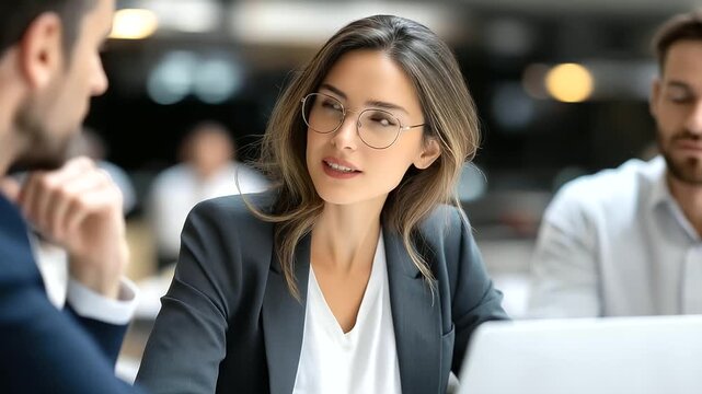 A meeting constantly derailed by one coworker whose random ideas are surprisingly insightful, candid reactions, soft light, corporate realism, blurred background, with copy space