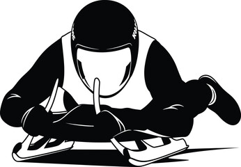Skeleton athlete in black helmet and white suit on sled skeleton, athlete, sled, winter sport, racing, speed, winter, ice, sport, competition, helmet, suit, winter games, extreme sport, winter sports,
