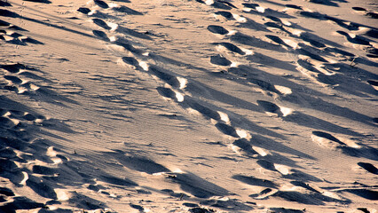 Huellas humanas en las dunas, playa del Dossel en Valencia