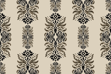 Floral abstract traditional orientation seamless pattern. Ajrakh pattern, Textile pattern, floral seamless design, Batik Indian, Motif Folk style, Indian gypsy. Ethnic traditional design for print. © supachai