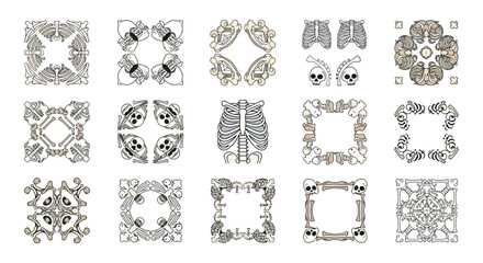 Skull and Bone Frame Collection - Gothic Vector Designs.