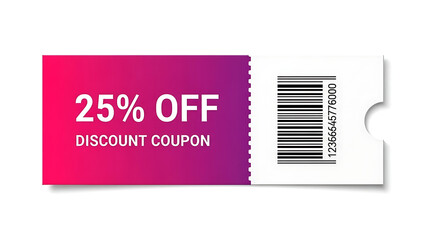 Twenty five percent off discount coupon with barcode for sales