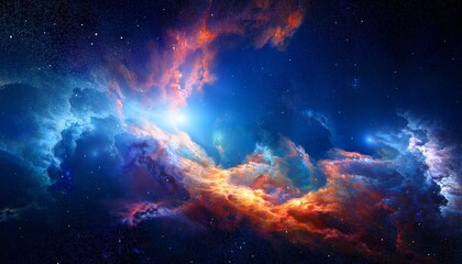 Obraz premium Space Background With Star Dust And Gas Clouds Fractal 3D Illustration Panoramic Space Galaxy Nebula Map