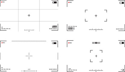 Camera viewfinder overlay collection. Video camera viewfinder frame for recording isolated on transparent background