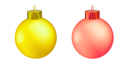 Festive Yellow and Red Christmas Baubles, Ornaments for Holiday Decoration