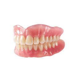 Fototapeta premium Complete set of false teeth for seniors, offering restored smiles and confident chewing, an essential aid for dental health and improved quality of life